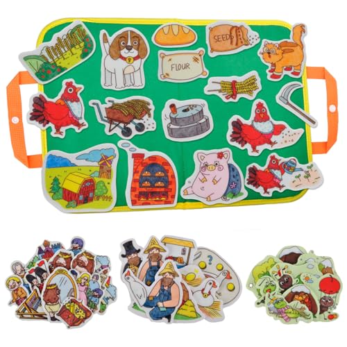 CHEFAN Felt Board for Toddlers4 Sets Flannel Board Stories for Preschool ActivityLittle Red HenThe Ant and The GrasshopperThe Goose that Laid The Golden Egg and The Emperors New Clothes - Image 1