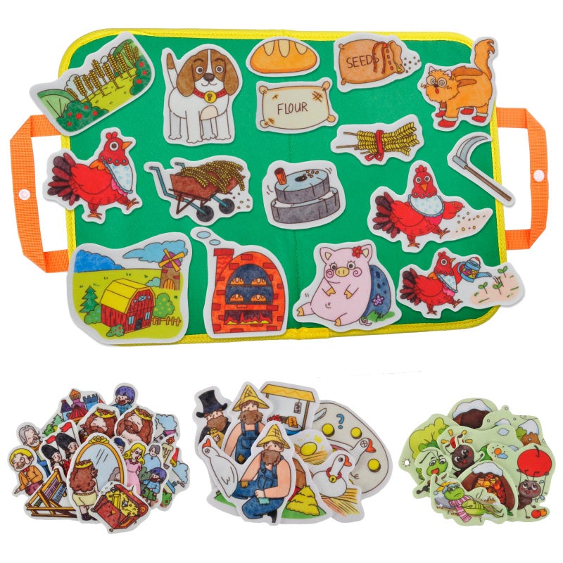 CHEFAN Felt Board for Toddlers4 Sets Flannel Board Stories for Preschool ActivityLittle Red HenThe Ant and The GrasshopperThe Goose that Laid The Golden Egg and The Emperors New Clothes - Image 2