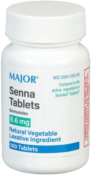 MAJOR Major Senna 8.6 mg Natural Vegetable Laxative Tablets - Made with Sennosides - Promotes Occasional Constipation Relief - 100 Tablets