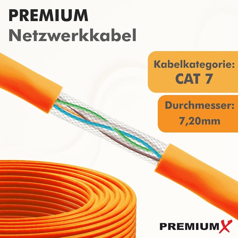 PremiumX CAT 7 Network Cable 20 m LAN Cable Duplex Copper Cable Ethernet Data Cable S/FTP PiMF PoE Eca Cat7 Installation Cable for Effortless Installation - Image 3