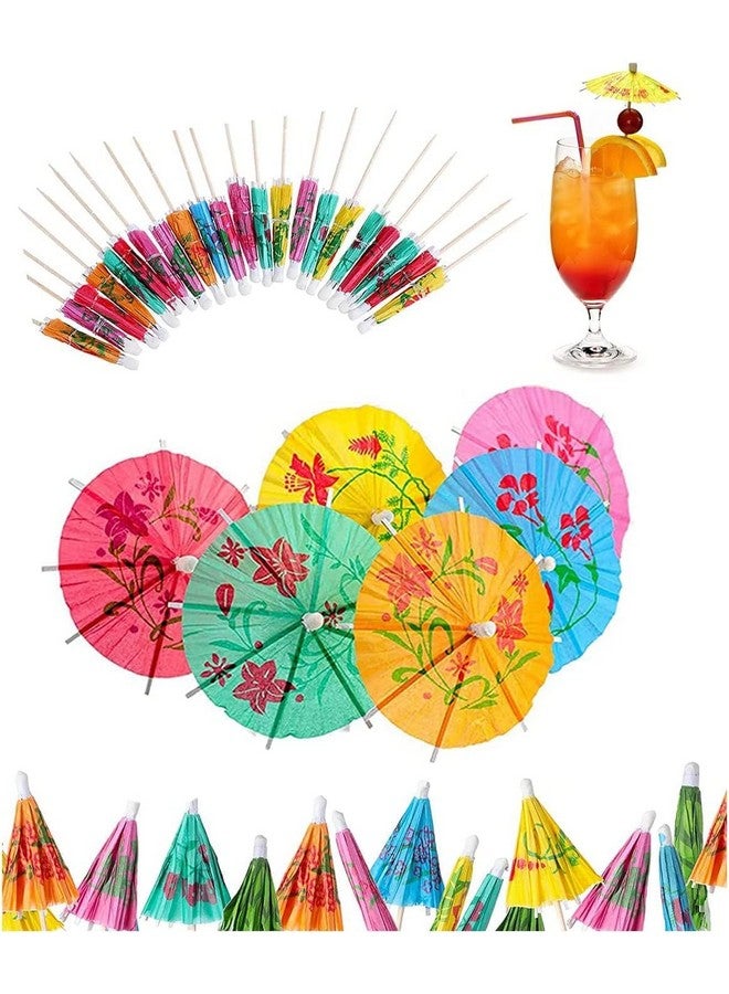 Rinkle Trendz - Cocktail Drink Umbrellas Colorful Paper Hawaiian Tropical Cocktail Parasol Umbrella Cupcake Topper for Party Supplies - Multi Color - Pack of 20 pcs - Image 1