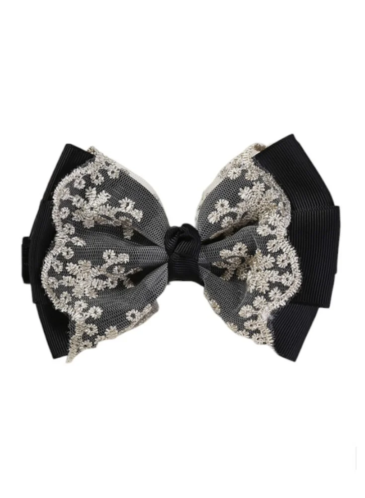 Bambimici Bambimici - Aaliyah Socks & Cute Ribbon Big Bow Headband Set - Black