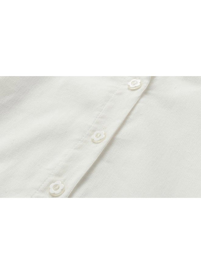 Mud Kingdom Girls Corduroy Shirt Long Sleeve Lace Peter Pan Collar White Size 10-12 - Image 5