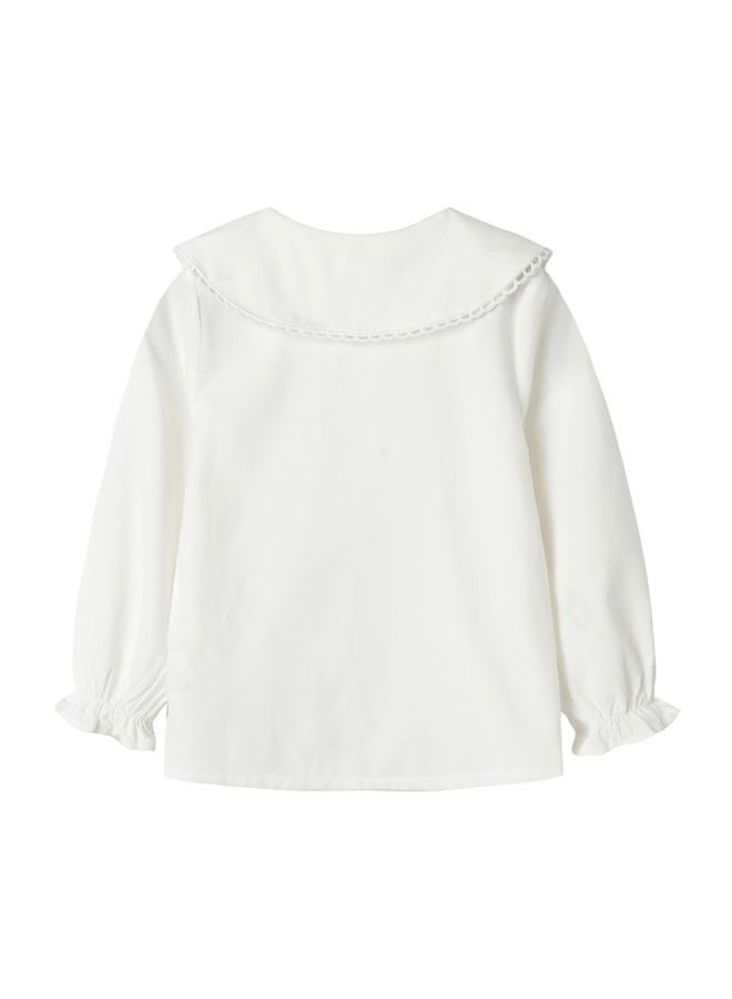 Mud Kingdom Girls Corduroy Shirt Long Sleeve Lace Peter Pan Collar White Size 10-12 - Image 3