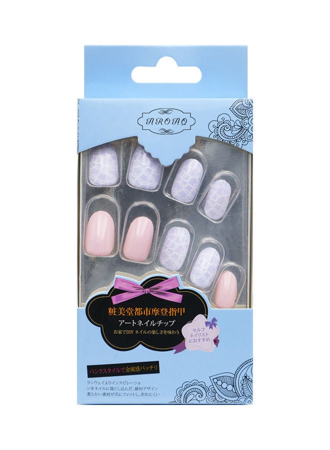 NIBEMINENT 24-Piece Magic Press False Nails with Printed Flower Multicolour - Image 1