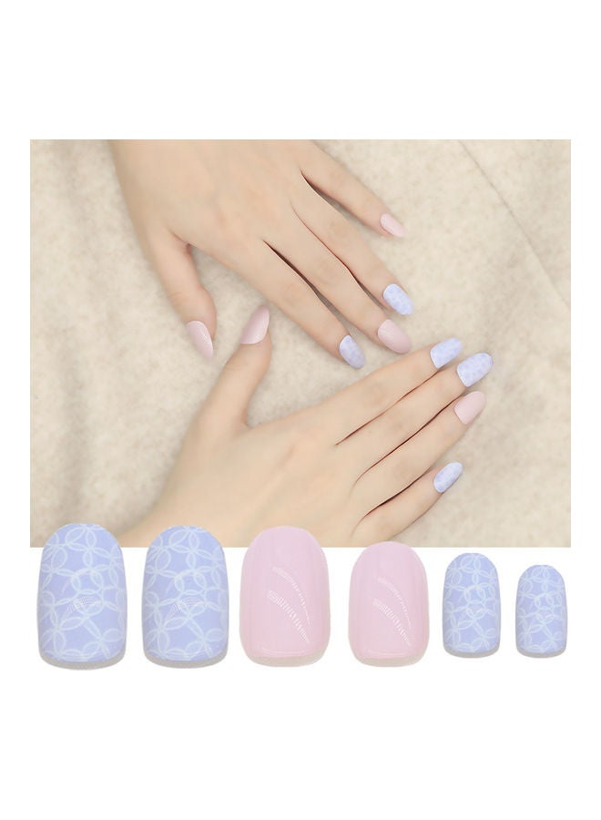 NIBEMINENT 24-Piece Magic Press False Nails with Printed Flower Multicolour - Image 3