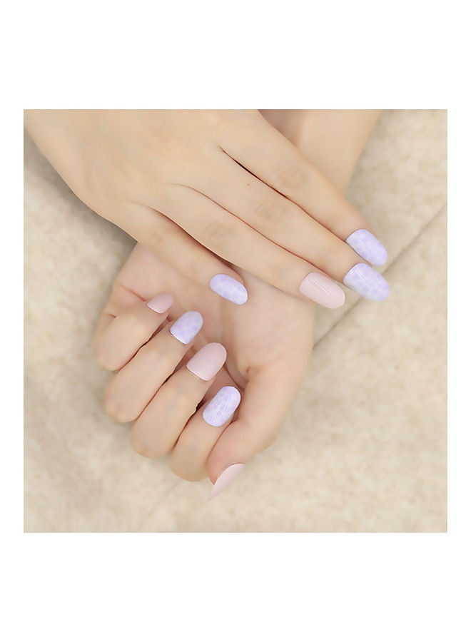 NIBEMINENT 24-Piece Magic Press False Nails with Printed Flower Multicolour - Image 4