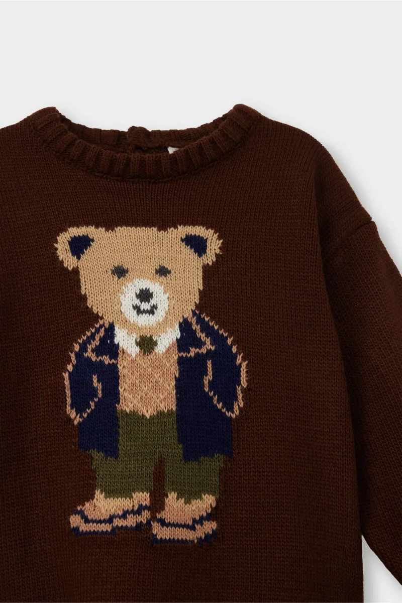 ديفاكتو Baby Boy Bear Printed Knit Pullover