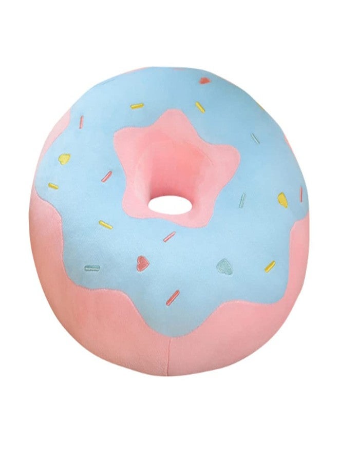 YUDONG Round Donut Pillow 16 Inches Soft Plush Funny Food Stuffed Decor Seat Pad Cushion for Couch Chair Floor Sofa (Blue Pink) - Image 1