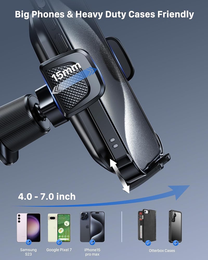 YOSH Car Phone Holder, 2024 Air Vent Phone Holder for Cars, iPhone Car Holder Double Lock Metal Hook, Super Stable Big Phone Friendly for iPhone 15 14 13 12 11 Pro Max Samsung S23 S22 S21 Pixel etc - Image 3