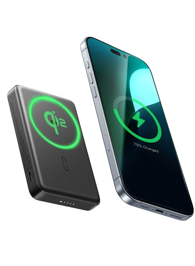 ESR حافظة هجينة كلاسيكية مع قاعدة تخزين (1500 جرام قفل) لجهاز آيفون 16 بلس - شفافة وبنك طاقة Qi2 MagSlim 15 واط بسعة 10000 مللي أمبير مع قاعدة وقوف و27 واط PD - أسود مجموعة - Image 3