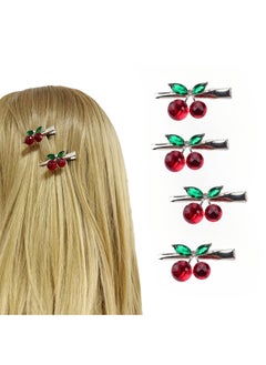 4 Pieces Red Cherry Hair Clips Metal Hairpins Duckbill Alligator Clips Hair Accessories for Women Girls red cherry aligator