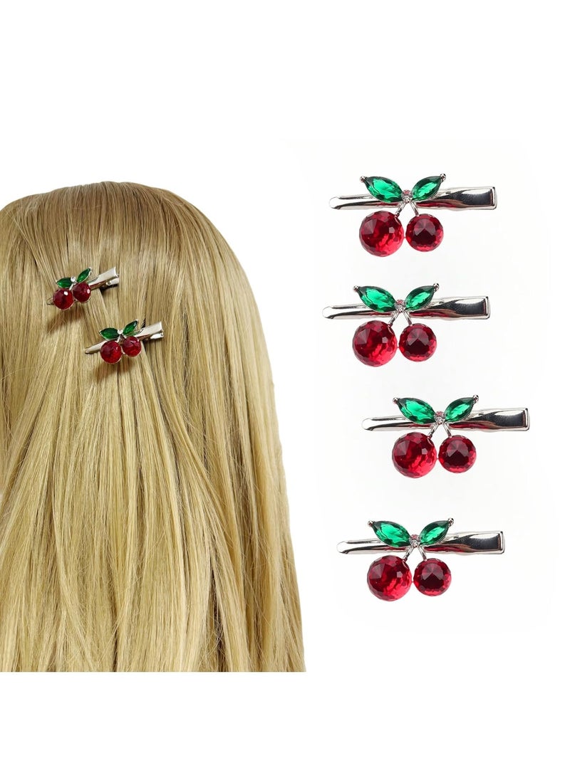 PIDOUDOU - 4 Pieces Red Cherry Hair Clips Metal Hairpins Duckbill Alligator Clips Hair Accessories for Women Girls red cherry aligator - Image 1