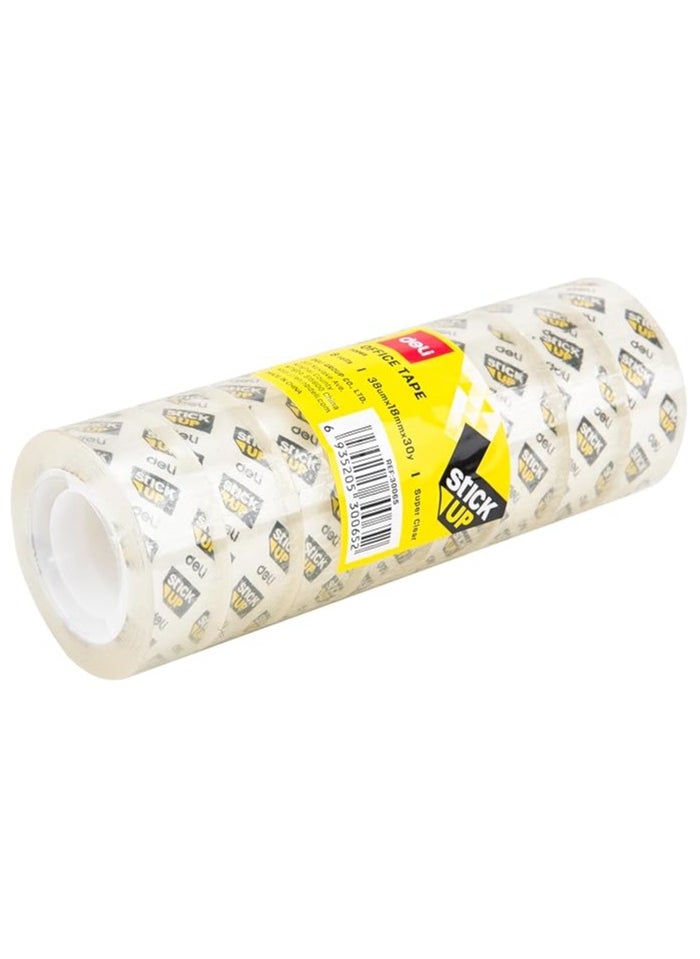 Deli Deli Crystal Clear Stationery Tape 8 Pieces 18 Meter Length X Mm Width 