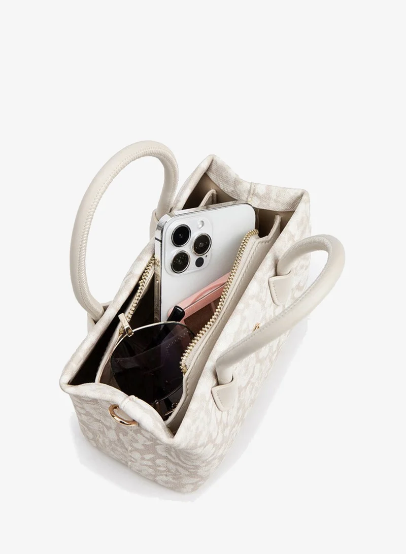 Flora Bella By Shoexpress beige Floral Handbag With Double Handle And Additional Shoulder Strap for Women | Best Price UAE