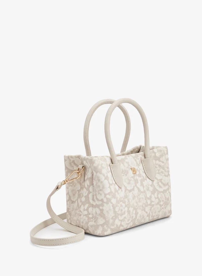 Flora Bella By Shoexpress beige Floral Handbag With Double Handle And Additional Shoulder Strap for Women | Best Price UAE