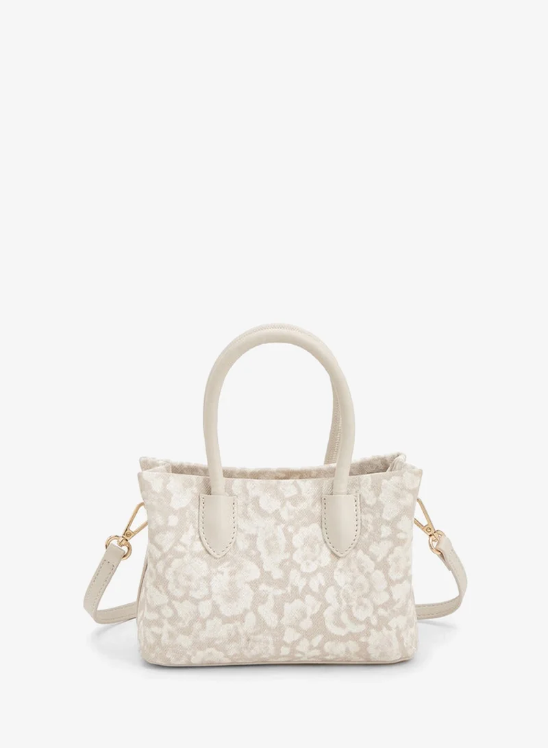 Flora Bella By Shoexpress beige Floral Handbag With Double Handle And Additional Shoulder Strap for Women | Best Price UAE