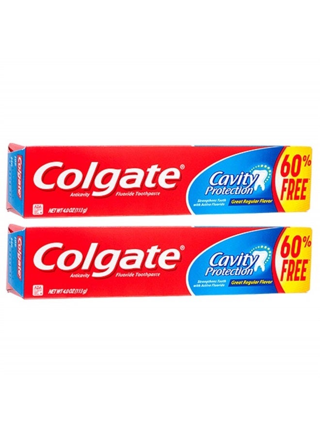 Colgate معجون أسنان لحماية التجاويف مع الفلورايد - 2.5 أونصة + 60% مجاني - عبوتين - Image 1