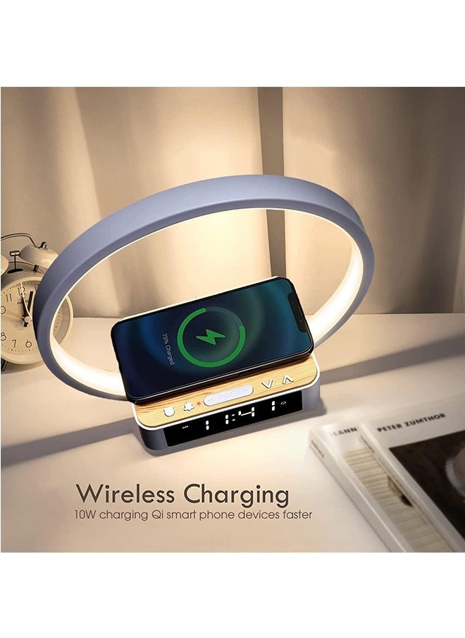 Bedside Lamp, Touch Table Lamp with Wireless Charger, Nightstand Lamp with Clock, Wake-Up Light 3 Levels Brightness LED Night Light for Bedroom, Living Room, Nightstand - pzsku/ZAABD8C1806383DA75137Z/45/_/1720514378/00e62790-f9cb-4290-bfa5-2ce9a0b79c59