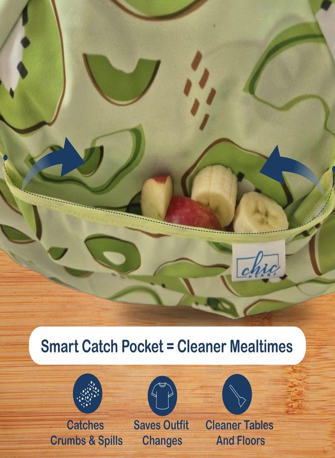 Chic Buddy Baby Long Sleeve Bib, Toddler Children's Leak-Free Baby Bib with Sleeves, Washable/Lightweight/Wipeable (6-24 Months) waterproof Apron with Pocket (Kiwi) - Image 2