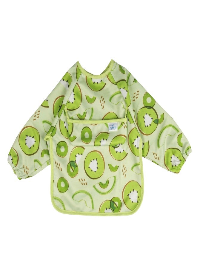 Chic Buddy Baby Long Sleeve Bib, Toddler Children's Leak-Free Baby Bib with Sleeves, Washable/Lightweight/Wipeable (6-24 Months) waterproof Apron with Pocket (Kiwi) - Image 1