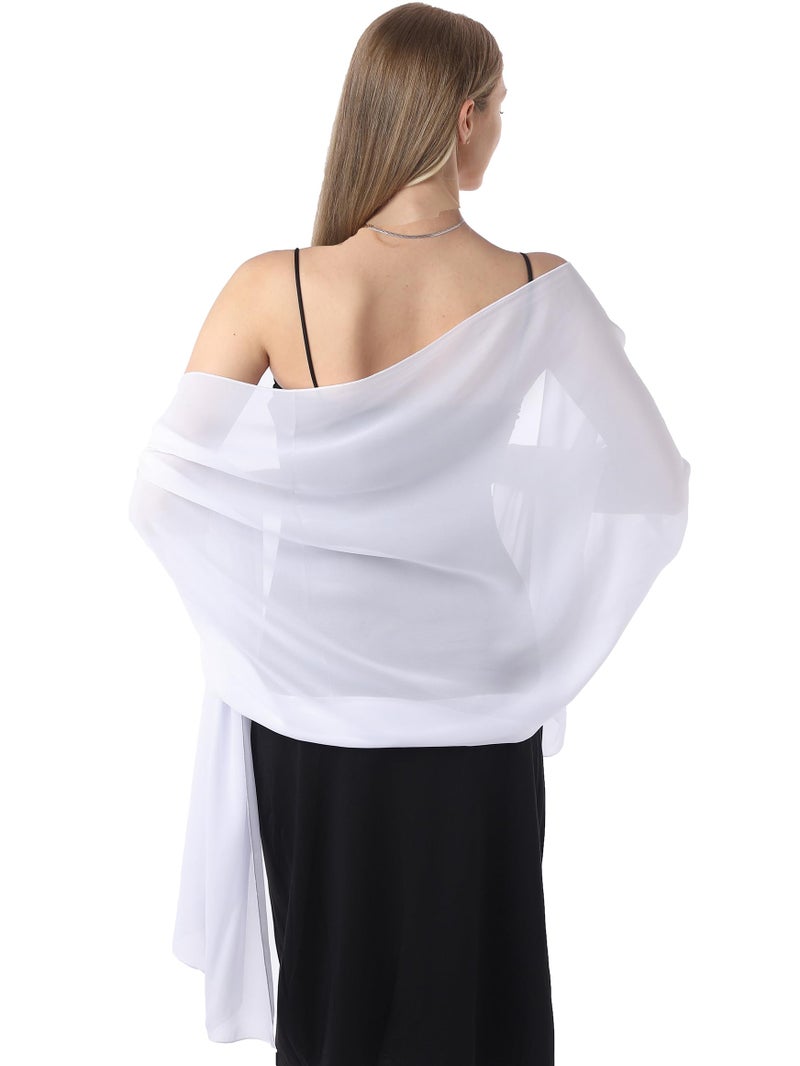 Hotshawl Chiffon Shawls and Wraps for Evening Dresses Women Elegant Soft Scarf Bridal Scarve Wedding Stole (White, One Size) - Image 2