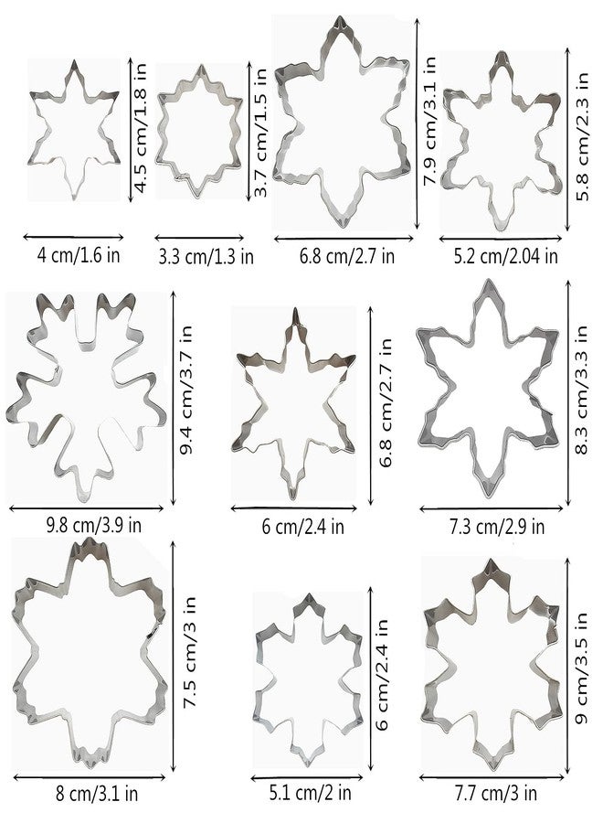 Comais Snowflake Cookie Cutters Set of 10 pcs, Stainless Steel Snowflake Shaped Christmas Holiday Baking Molds for Fondant & DIY Crafts - Image 2