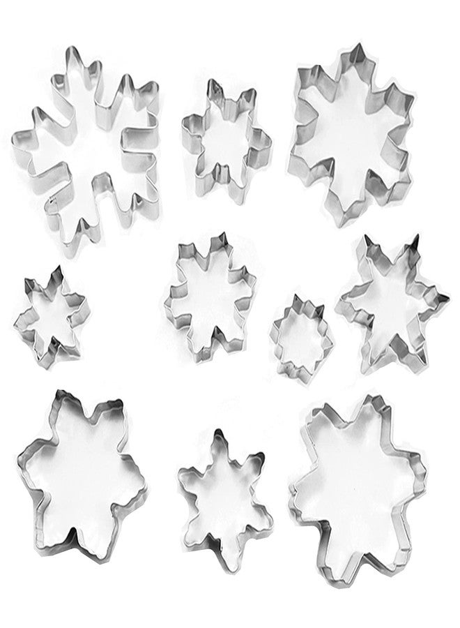 Comais Snowflake Cookie Cutters Set of 10 pcs, Stainless Steel Snowflake Shaped Christmas Holiday Baking Molds for Fondant & DIY Crafts - Image 3