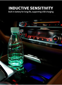GROIC قطعتان من أضواء حامل الأكواب LED لسبايدرمان، قواعد أكواب للسيارة LED مع 7 ألوان وسادة أكواب مضيئة، ملحقات حصيرة كأس شحن USB، مصباح جو حصيرة كأس السيارات، الجزء الداخلي للسيارة  - Image 3