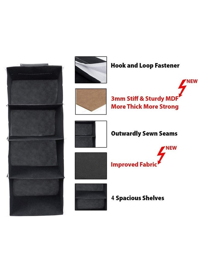 Kuber Industries Kuber Industries 4 shelf Closet Organizer for Wardrobe|Non-woven Collapsible Wardrobe|Hanging Shelf for clothes|4 shelves Cloth Organizer|Pack of 2 (Black)  - Image 4