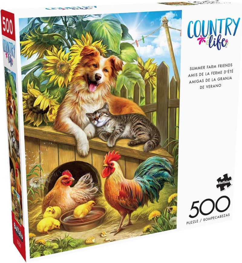 Buffalo Games - Nadia Strelkina - Summer Farm Friends - 500 Piece Jigsaw Puzzle for Adults -Challenging Puzzle Perfect for Game Nights - Finished Size is 21.25 x 15.00 - Image 1