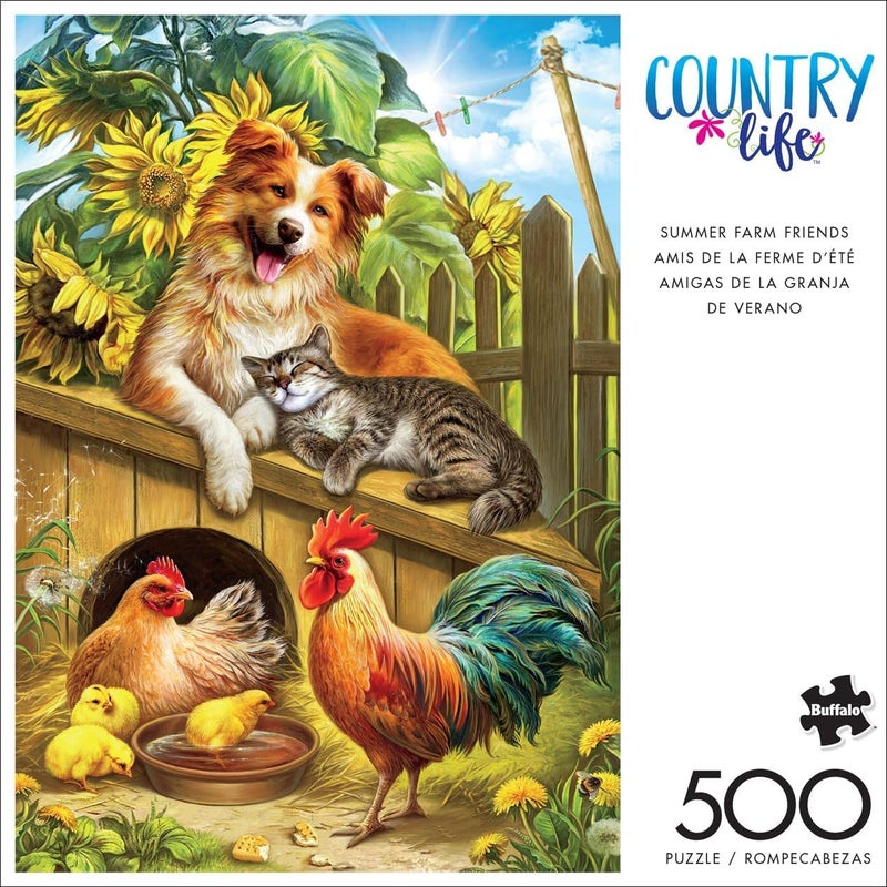 Buffalo Games - Nadia Strelkina - Summer Farm Friends - 500 Piece Jigsaw Puzzle for Adults -Challenging Puzzle Perfect for Game Nights - Finished Size is 21.25 x 15.00 - Image 3