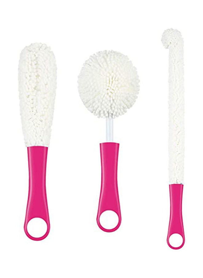 NIBEMINENT 3-Piece Cleaning Brush Set Pink/White 42 x 3cm