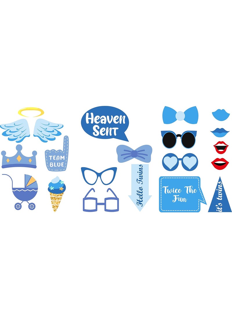 Theme My Party - Theme My Party Twin Boys - 20 Piece Birthday Party Photo Booth Props Kit (Props) - Image 1
