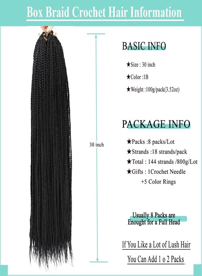 Flagship Crochet Box Braids 30 Inch 8 Packs Long Goddess Box Braids Crochet Hair Prelooped Crochet Hair 3x Box Braided Crochet Hair Synthetic Braiding Hair Crochet Braids Hair for Black Women - Image 2