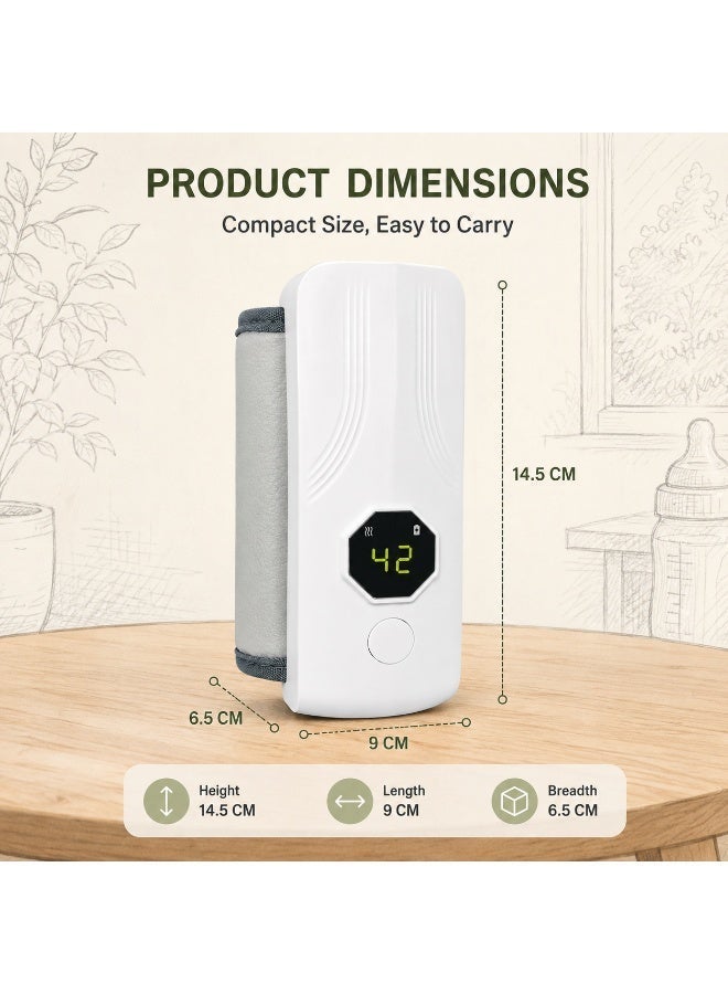 Shopit Portable Baby Bottle Warmer Rechargeable Milk Warmer for Baby Milk, Digital Temperature Control 37°C-55°C, Portable Bottle Warmer with LED Display (White) - Image 4