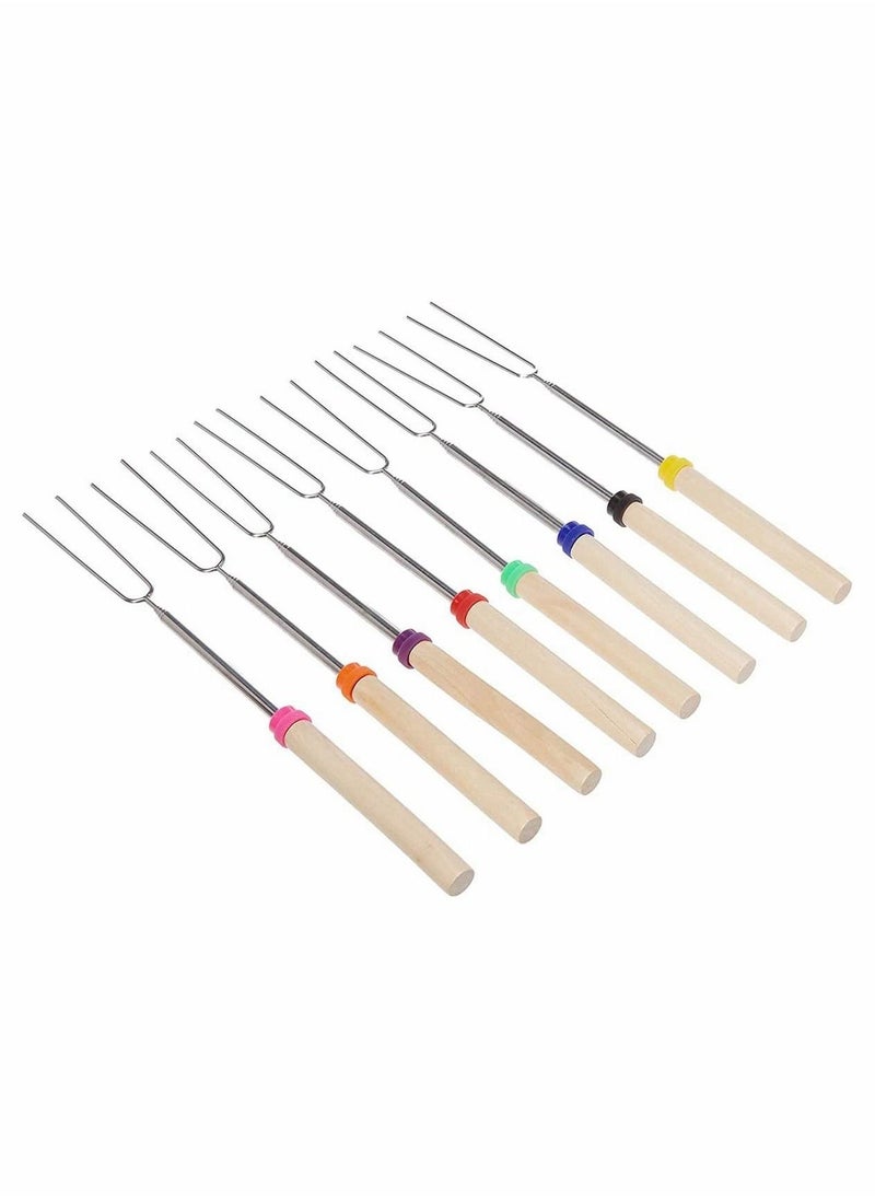 Marshmallow Roasting Sticks with Wooden Handle and Carrying Pouch Set of 8 - Image 1