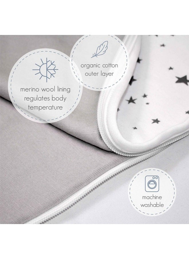 وولينو - كيس نوم من Woolino Ultimate Baby - مناسب لجميع المواسم - صوف ميرينو وقطن عضوي - سحاب ثنائي الاتجاه قابل للتعديل بحجم عالمي للطفل (من 2 إلى 24 شهرًا) - Palms - Image 1