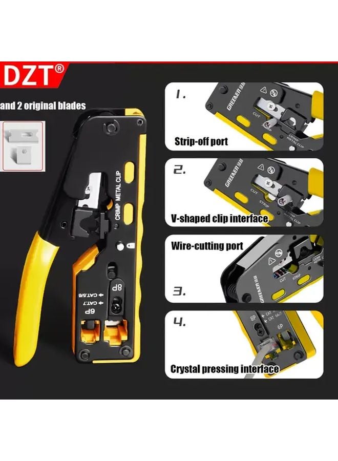 3PCS Ethernet Crimping Kit With Wire Stripper And Replacement Blades - Image 2