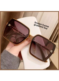 Korean Chic Sunglasses Polarized UV Protection Chain Brown