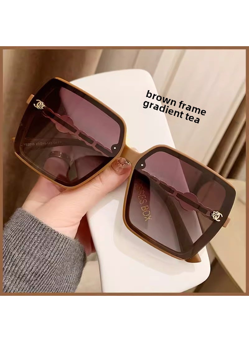 Generic - Korean Chic Sunglasses Polarized UV Protection Chain Brown - Image 1