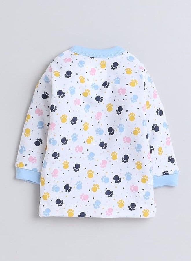 BUMZEE White & Blue Baby Girls Full Sleeves Jabla & Pyjama Set Age - 3-6 Months (Peb8763C-wht.blu) - Image 3