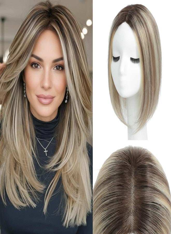 يامي وصلات شعر يامي للنساء، شعر بشري طبيعي 100%، وصلات شعر للنساء (بني فاتح متدرج مع خصلات شقراء) - Image 1