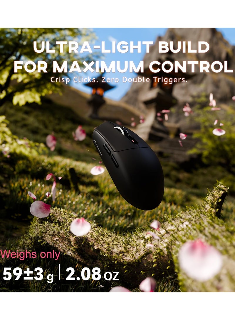 هجوم القرش ماوس ألعاب لاسلكي G3PRO مع قاعدة شحن RGB، 2.4 جيجاهرتز/USB-C سلكي/بلوتوث PAW3311، مستشعر بصري، معدل استطلاع 1K قابل للتعديل، 25 ألف نقطة في البوصة، بطارية 500 مللي أمبير/ساعة، فأرة خفيفة الوزن للغاية 59 جرام - Image 2