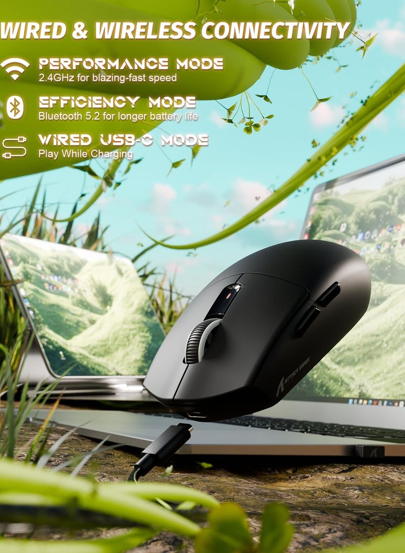 هجوم القرش ماوس ألعاب لاسلكي G3PRO مع قاعدة شحن RGB، 2.4 جيجاهرتز/USB-C سلكي/بلوتوث PAW3311، مستشعر بصري، معدل استطلاع 1K قابل للتعديل، 25 ألف نقطة في البوصة، بطارية 500 مللي أمبير/ساعة، فأرة خفيفة الوزن للغاية 59 جرام - Image 3