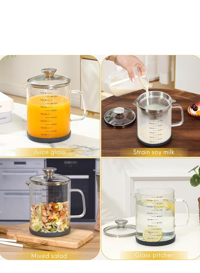 Oil Filter Container With Fine Mesh Strainer For Storing Frying Oil, 1200 ML Capacity - Image 3