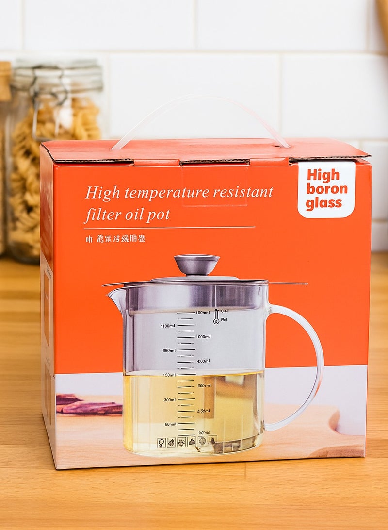 Oil Filter Container With Fine Mesh Strainer For Storing Frying Oil, 1200 ML Capacity - Image 4