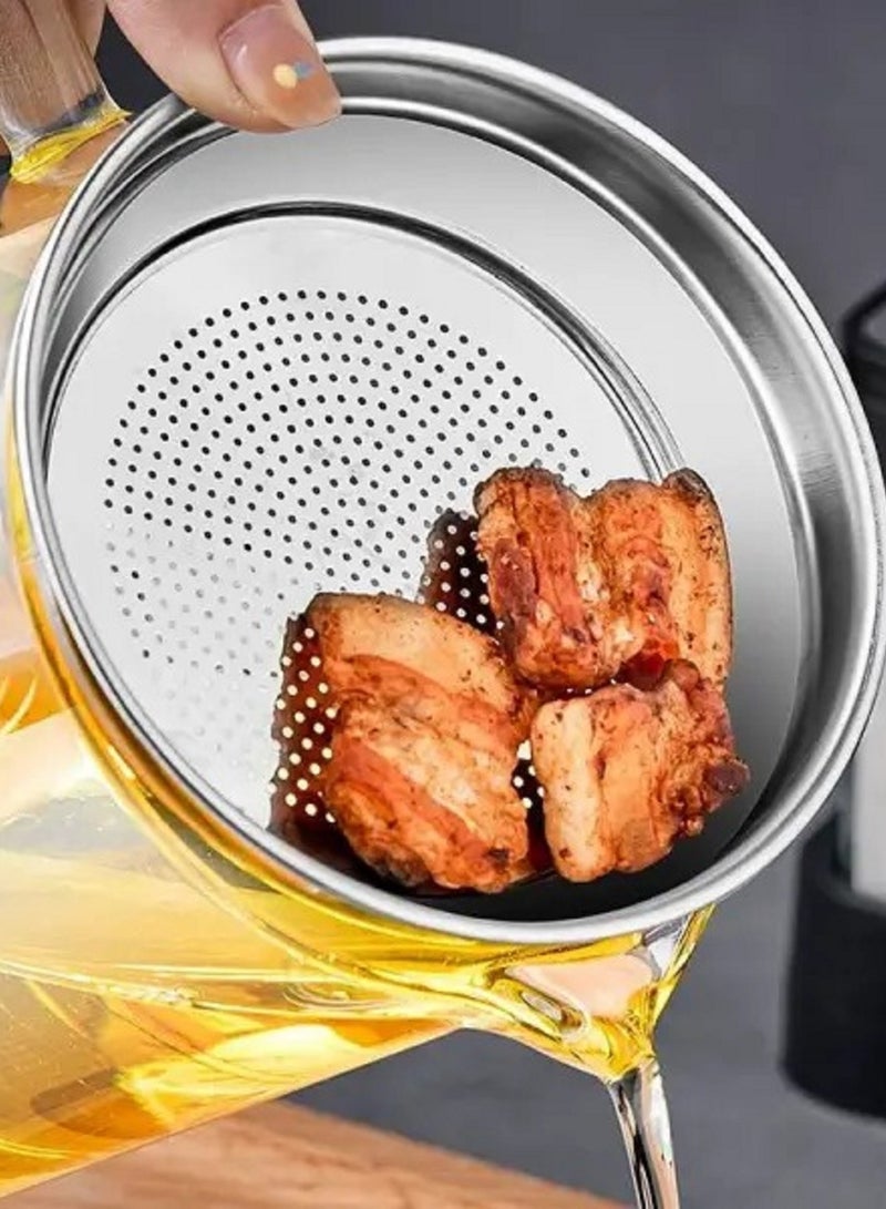 Oil Filter Container With Fine Mesh Strainer For Storing Frying Oil, 1200 ML Capacity - Image 2