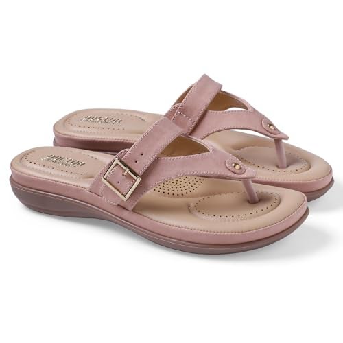 DOCTOR EXTRA SOFT Women's Flat Comfortable Memory Foam Slippers/Flip-Flops Fashion Stylish Casual Diabetic Orthopedic Lightweight Synthetic Slip-on Sandals with Adjustable Strap for Girls/Ladies D-623-Peach-7UK - Image 5