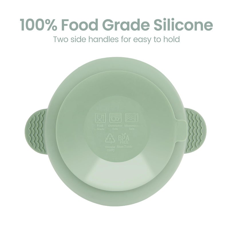Eascrozn Baby Bowls with Suction and Baby Spoons Set of 3, Silicone Stay Put Bowls and Feeding Spoons for Babies Toddlers Kids, BPA Free,Microwave and Dishwasher Safe - Image 5